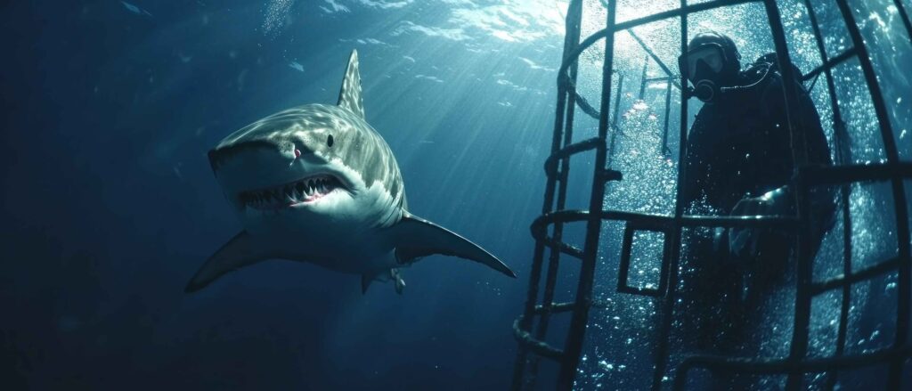 shark cage diving safety during a great white shark encounter